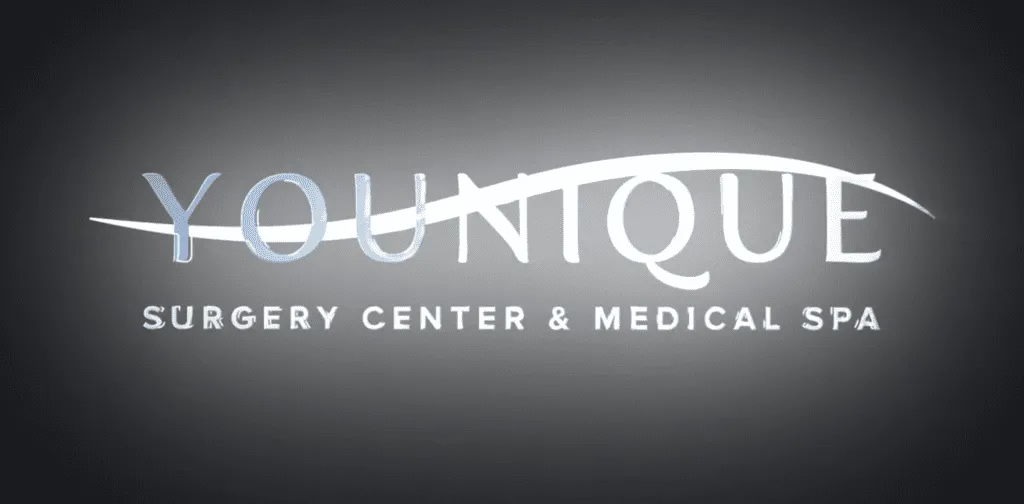 Younique Surgery Center and Medical Spa logo on a dark background.